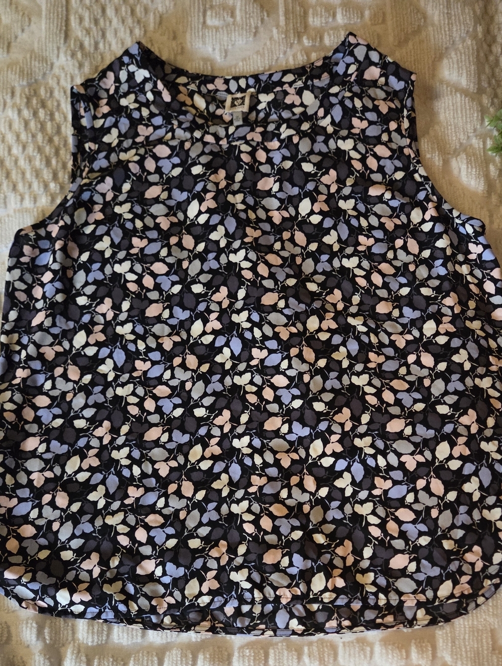 Anne Klein Floral Sleeveless Blouse 2X: Black Workwear Shell Top Plus Size - Picture 8 of 11